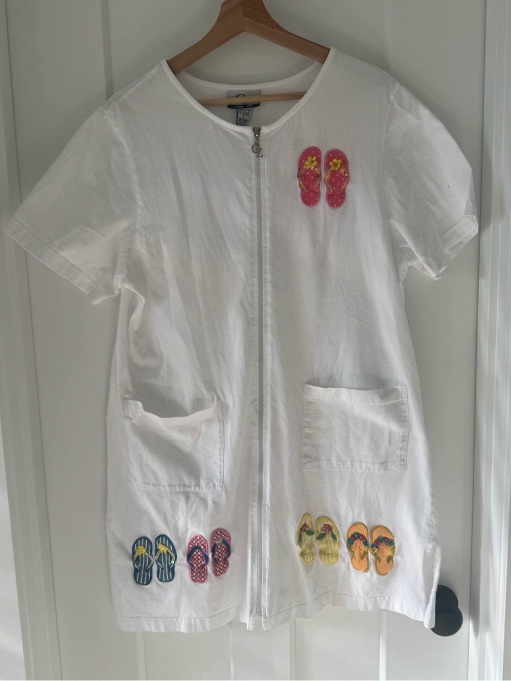 Vintage Novelty Embroidered Swim Cover Up by Club Z Collections 100% Cotton